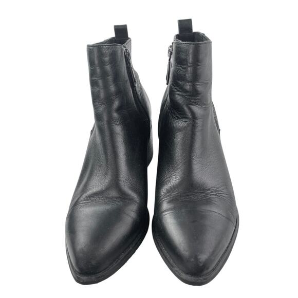 Blondo Elvina Women's Black Leather Zip Pointed Toe Block Heels Ankle Boots 8.5M - Picture 2 of 7